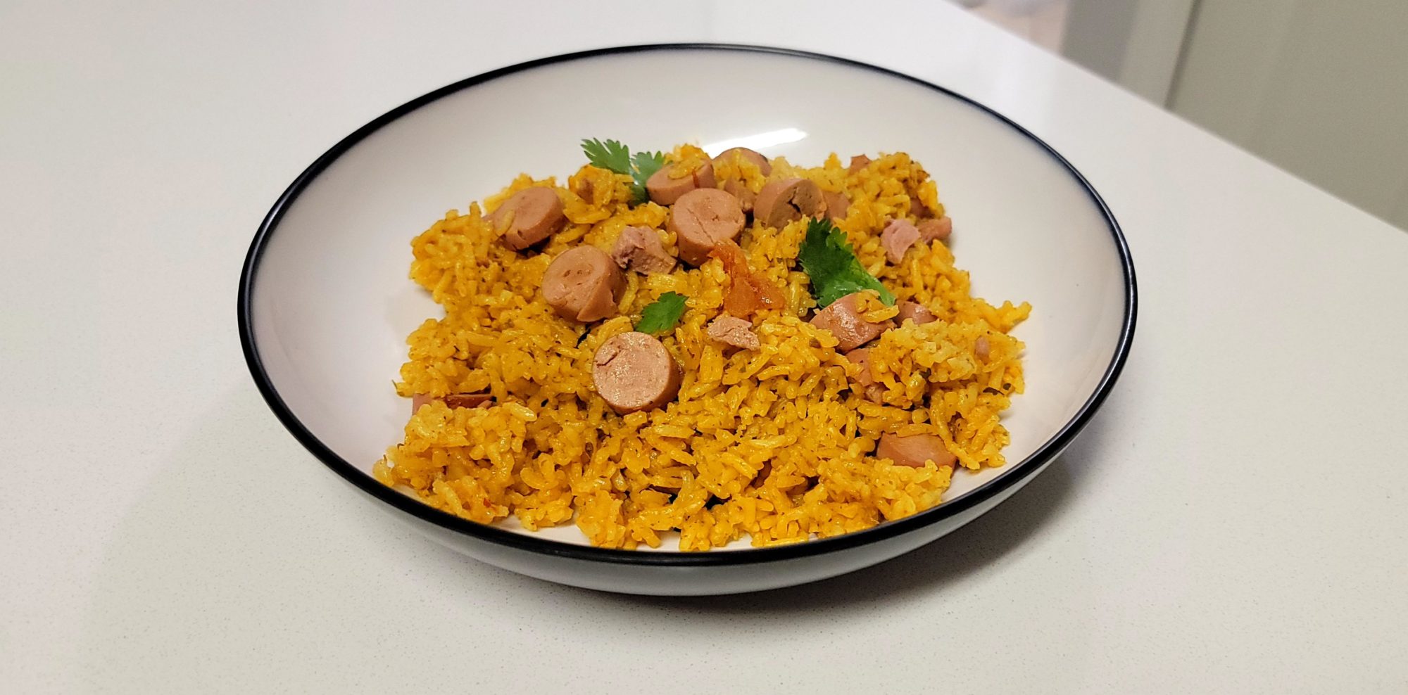 puerto rican arroz con salchichas