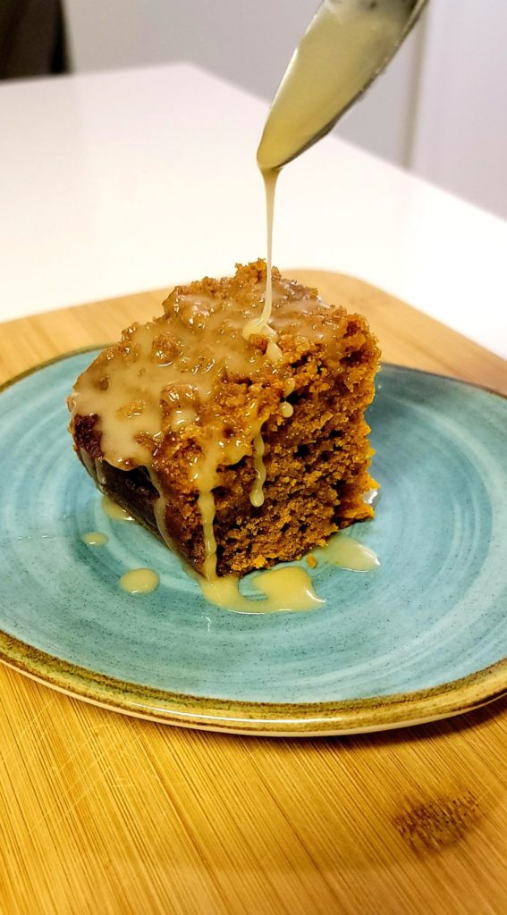 pumpkin streusel coffee cake with maple glaze