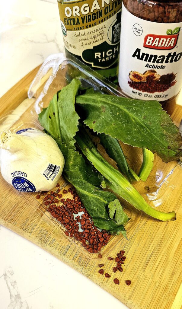 ingredients for Puerto Rican achiote oil